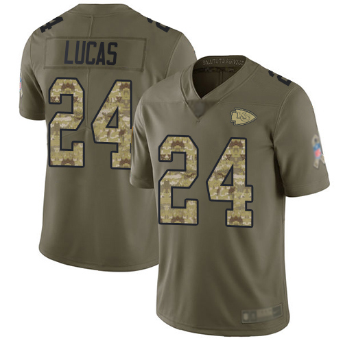 Men Kansas City Chiefs #24 Lucas Jordan Limited Olive Camo 2017 Salute to Service Football Nike NFL Jersey